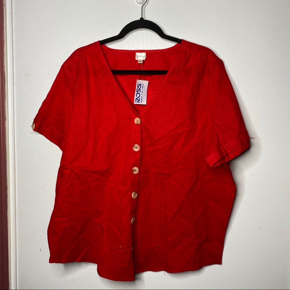 NWT Red Dizzy Gal Blouse Size 2X